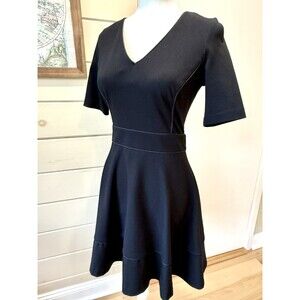 BANANA REPUBLIC Black Dress Sleeve Fit&Flare Classic Career Minimalist Sz 2P